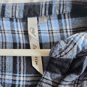 NY Collection Blue and Black Plaid Women's Top